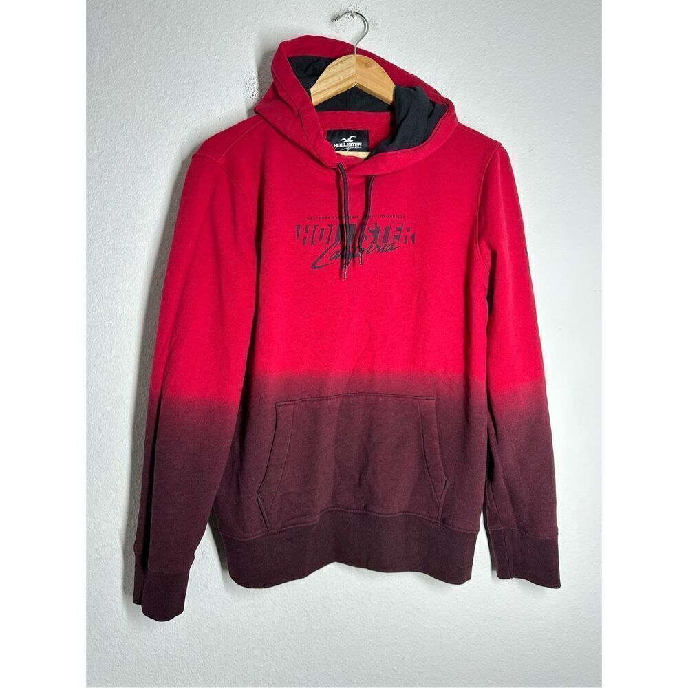 Hollister California Mens Pullover Hoodie Red Two Tone Long Sleeve Size XS